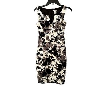 Andre Oliver Black and White Floral sheath cotton Dress size 4
